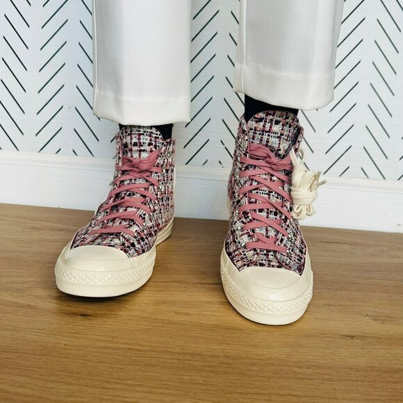 ⭐Converse Chuck 70 Hi Sz 8.5 Womens Shoes Sneakers Premium Tweed Shimmer A12738C - Picture 5 of 12